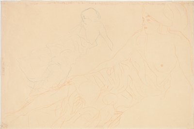 Twee studies van een liggende vrouw, 1913 door Gustav Klimt