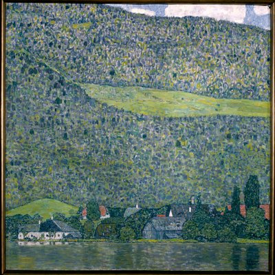 Uitzicht op een kasteel Unterach aan het Attersee-meer, 1915 door Gustav Klimt