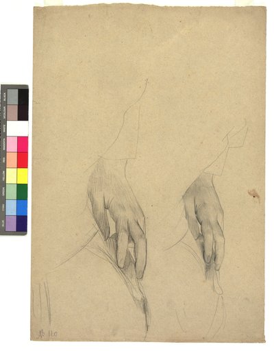 Zwei Handstudien, Finger ans Ohr gelegt door Gustav Klimt