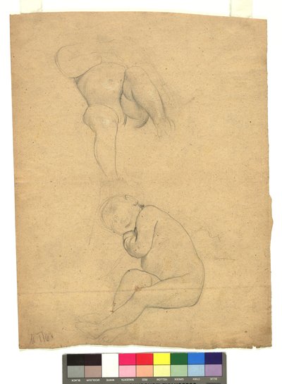Twee studies van naakte kinderen door Gustav Klimt