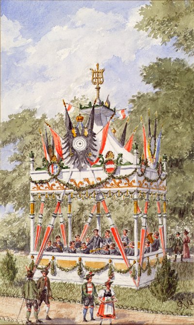 De muziekpaviljoen van het Weense Schützenfest van 1898 door Gustav Korompay