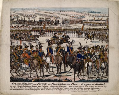 Russisch-Pruisische parade in Kalisz 1835, ca. 1850 door Gustav Kühn