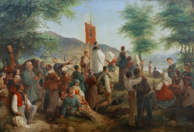 Bedevaart naar de Heilige Rok naar Trier 1844 door Gustav Lasinsky