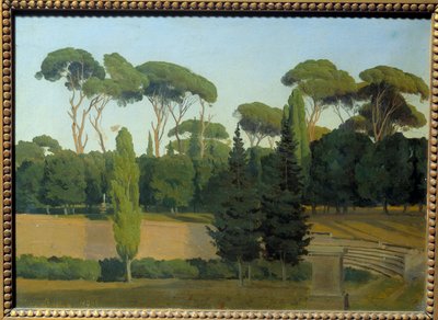 In de tuinen van Villa Borghese. Schilderij door Gustaf Wilhem Palm (Ec. Sued.) door Gustav Palm