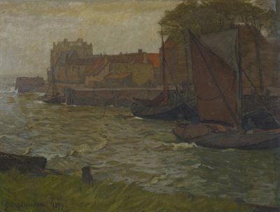 In de haven van Veere door Gustav Schönleber