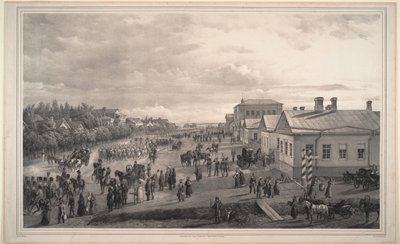 Parade van Chevalier Gardes door Krasnoye Selo, 1848 door Gustav Schwarz