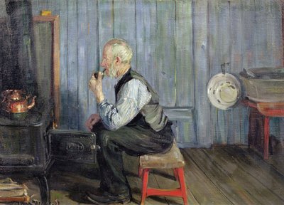 Man in blauwe keuken door Gustav Wentzel
