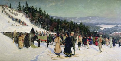 Skicompetitie in Fjelkenhill door Gustav Wentzel