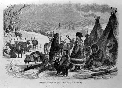 Samoyede Kampement, uit De Geschiedenis van de Mensheid door Prof. Friedrich Rayzel, gepubliceerd in 1904 door Gustav after Sundblad