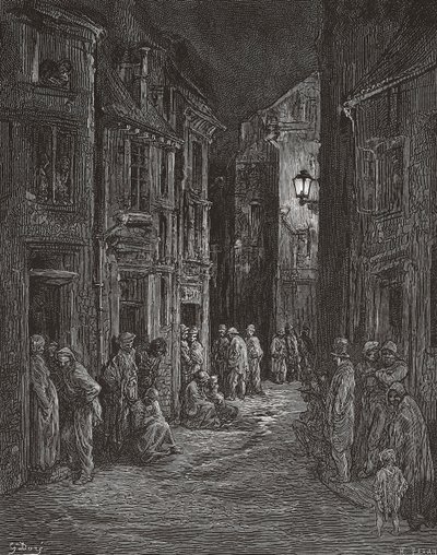 Bluegate Fields sloppenwijken, Londen in de 19e eeuw door Gustave (after) Dore