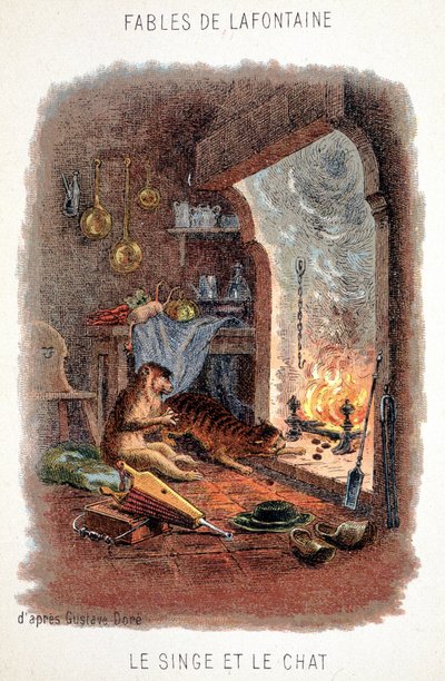 Fabels van La Fontaine: De aap en de kat, naar Gustave Doré door Gustave (after) Dore