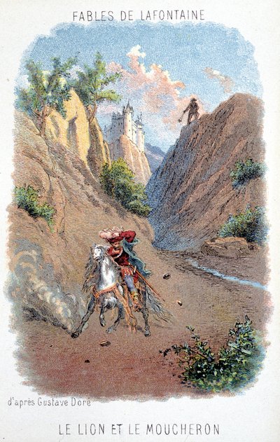 Fabels van La Fontaine: De leeuw en de mug, naar Gustave Doré door Gustave (after) Dore