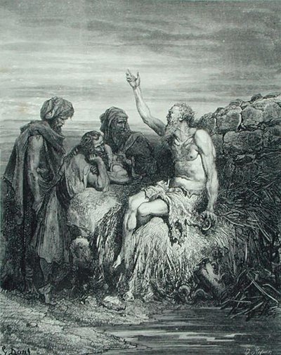 Job en Zijn Vrienden, gegraveerd door J. Regnier, c.1868 door Gustave (after) Dore