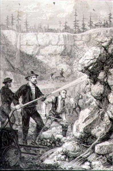 Goudzoeken in Californië in de jaren 1860, gegraveerd door Felix Jean Gauchard door Gustave Adolphe (after) Chassevent Bacques