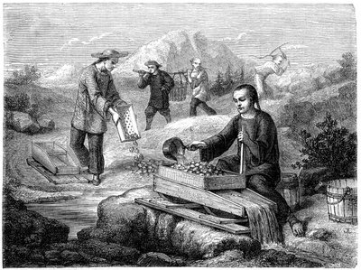 Chinese mijnwerkers, Californië, 19e eeuw door Gustave Adolphe Chassevent Bacques