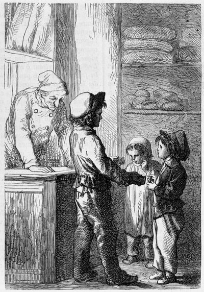 Gavroche geeft brood aan kinderen - in 