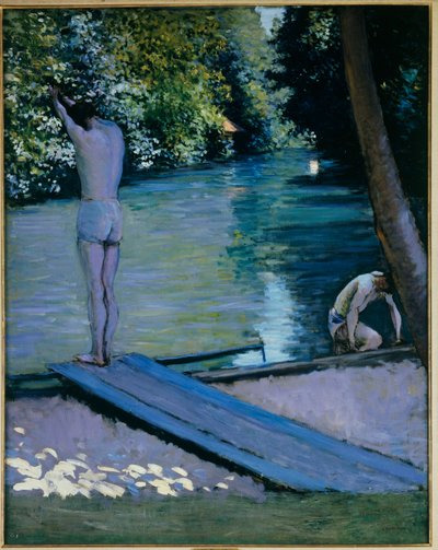 Bader op het punt om in de rivier Lyerres te duiken door Gustave Caillebotte