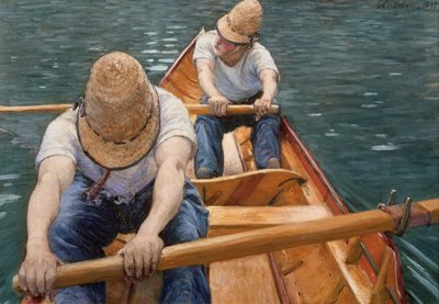 Roeiers op de Yerres, 1877 door Gustave Caillebotte