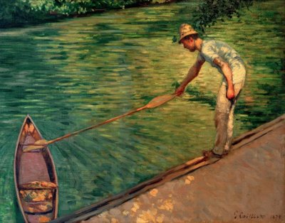 Roeier die zijn kano terugbrengt door Gustave Caillebotte