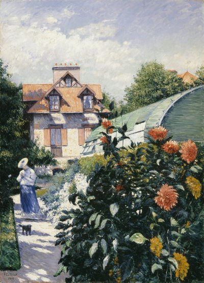 Dahlias, tuin in Petit Gennevilliers door Gustave Caillebotte