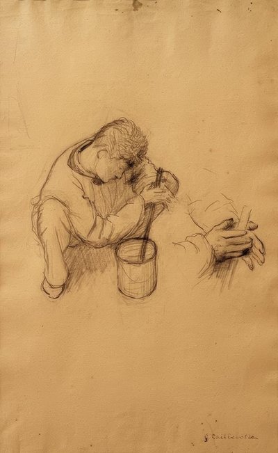 Studie voor de huisschilders door Gustave Caillebotte