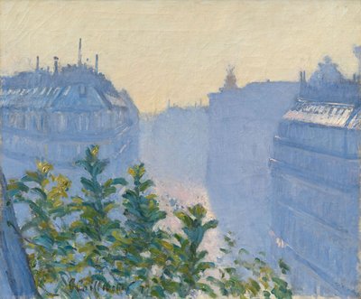 Duits:  Rue Halévy, Blick von einem Balkon Rue Halévy, Uitzicht vanaf een Balkon door Gustave Caillebotte