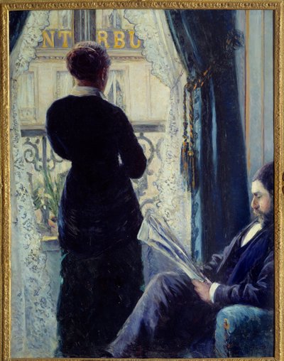 Interieur, vrouw in het raam door Gustave Caillebotte