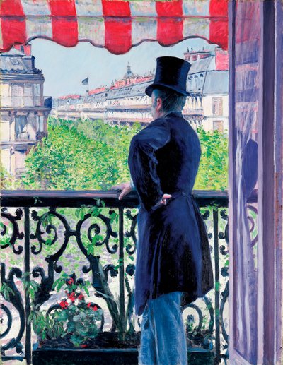 Man op een Balkon, Boulevard Haussmann, 1880 door Gustave Caillebotte