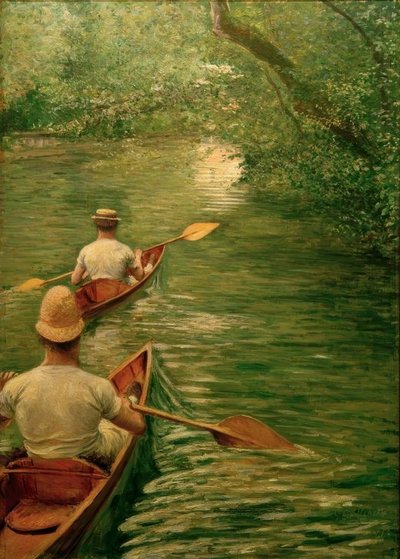 Roeiboten op de Yerres door Gustave Caillebotte