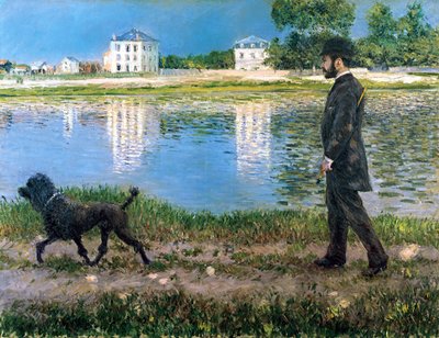 Richard Gallo en zijn hond in Petit Gennevilliers door Gustave Caillebotte