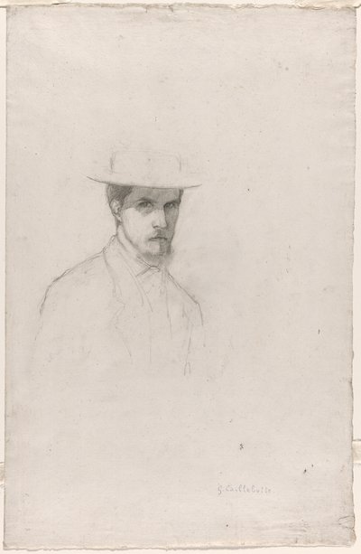 Zelfportret met hoed door Gustave Caillebotte
