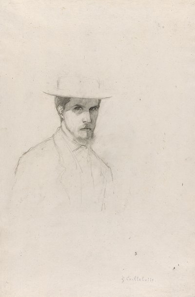 Zelfportret met een hoed door Gustave Caillebotte