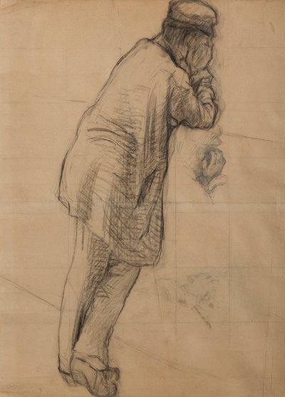 Studie voor De Pont de l’Europe: Man Leunend op Zijn Ellebogen, ca. 1876 door Gustave Caillebotte