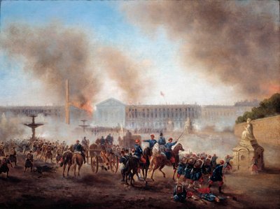 Commune van Parijs: scènes van rellen op de Place de la Concorde door Gustave Clarence Rodolphe Boulanger