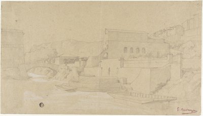 Italiaans Stadje aan een Rivier door Gustave Clarence Rodolphe Boulanger