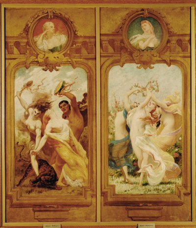 De Foyer de la Danse heeft vier muurschilderingen van Boulanger met een Danse Bachique, Bacchanalia, en een danse champetre, een plattelandsdans ... (muurschildering) door Gustave Clarence Rodolphe Boulanger
