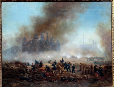 De brand van het stadhuis, aangevallen door de troepen van Versailles (27 mei) door Gustave Clarence Rodolphe Boulanger