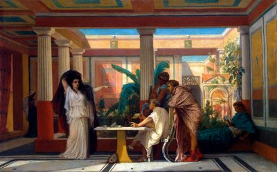 Theatrale repetitie in het huis van een oude Romeinse dichter, 1855 door Gustave Clarence Rodolphe Boulanger