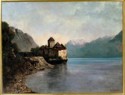 Een kasteel aan de oevers van het Meer van Genève door Gustave Courbet