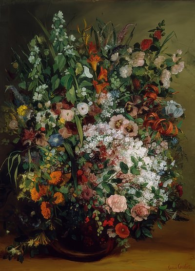 Bloemenboeket in een vaas door Gustave Courbet