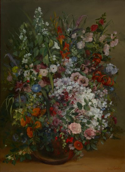 Boeket Bloemen in een Vaas door Gustave Courbet