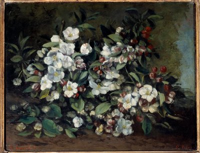Kersenbloesems of appelbloesemtakken door Gustave Courbet