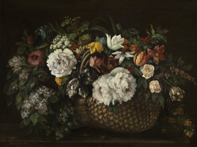 Bloemen in een Mand door Gustave Courbet