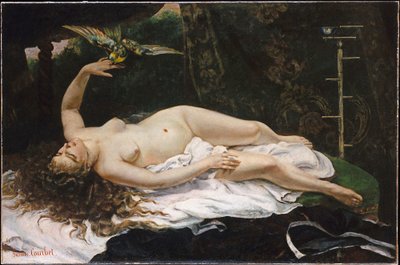 Frans:  La Femme au perroquet Vrouw met een papegaai door Gustave Courbet