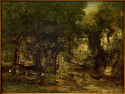 Het Voederen van Reeën bij de Beek van Plaisir-Fontaine door Gustave Courbet