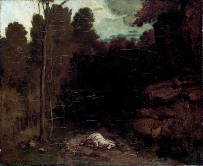 Landschap met een dood paard, 1850s door Gustave Courbet
