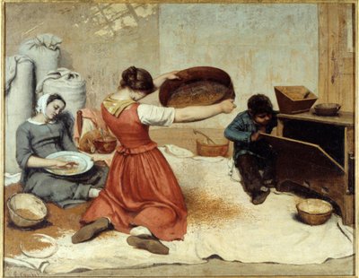 Les sibleuses de ble door Gustave Courbet