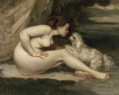 Naakte vrouw met een hond, 1861-1862 door Gustave Courbet