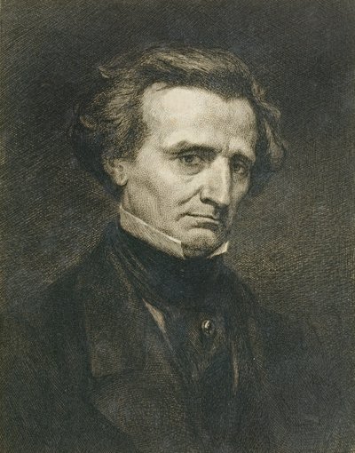 Portret van Hector Berlioz (1803-69) gegraveerd door A. Gilbert, gepubliceerd in de 
