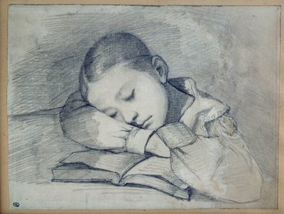 Portret van Juliette Courbet slapend. Tekening met loodmijn door Gustave Courbet (1819-1877). 1841. Dim. 0,20 x 0,26. Parijs, Musee d